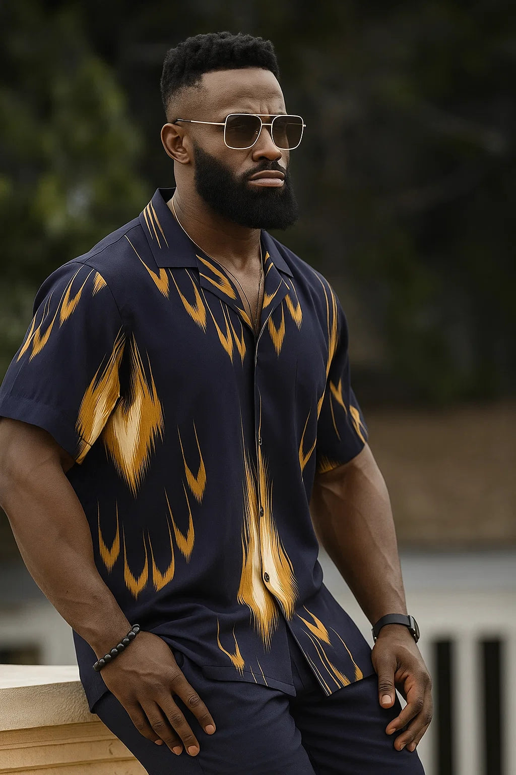Modern African print dress shirt 1-18